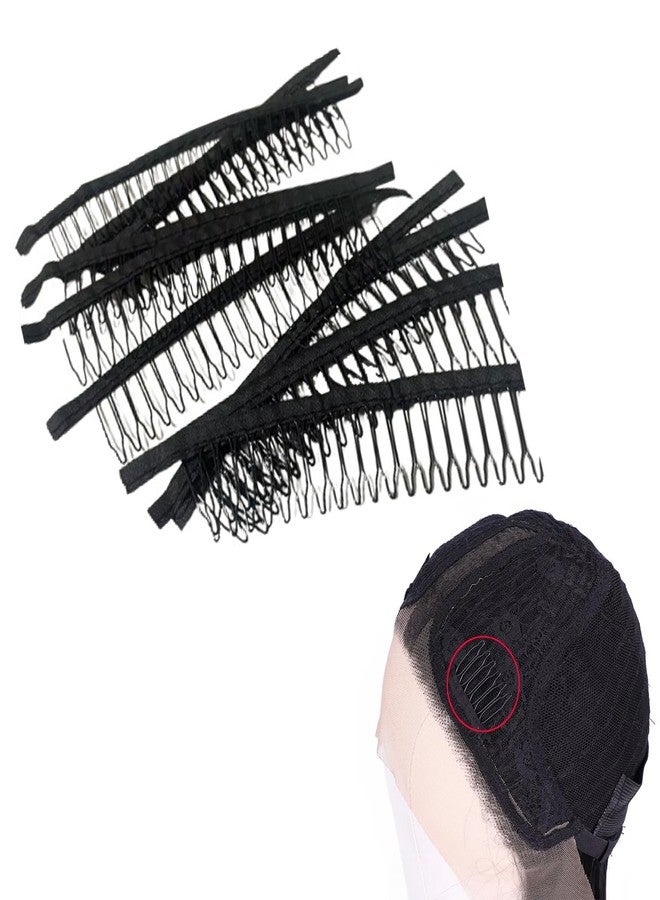 ArrErr 10 Pack Wig Comb Long 20 Teeth Clips Black Wire with Cloth Sewing Combs Wearing Holder for Wig Caps Making Finished Wigs Secure Attachment Hairpiece DIY Hair Extension - Image 4